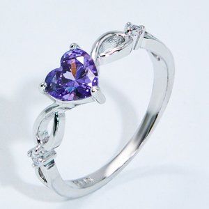 Crystal Heart 925 Sterling Silver Ring